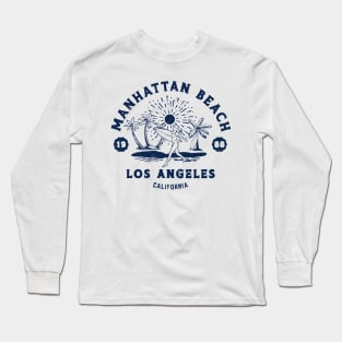 Vintage Manhattan Beach Surfing // Retro California Beach Los Angeles 1988 Long Sleeve T-Shirt